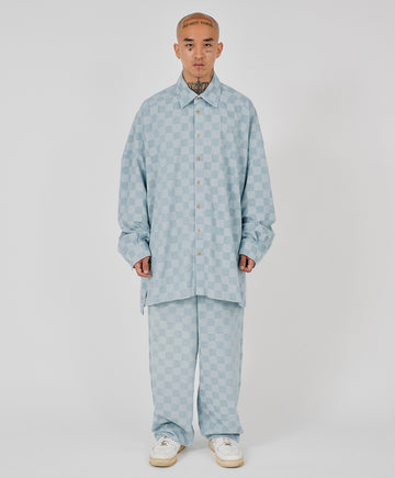 23SS Checkerboard Oversized Denim Shirt